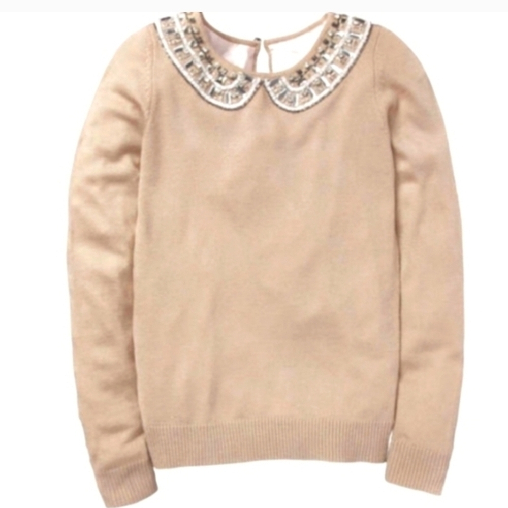 Boden Beaded Collar Pink Sweater